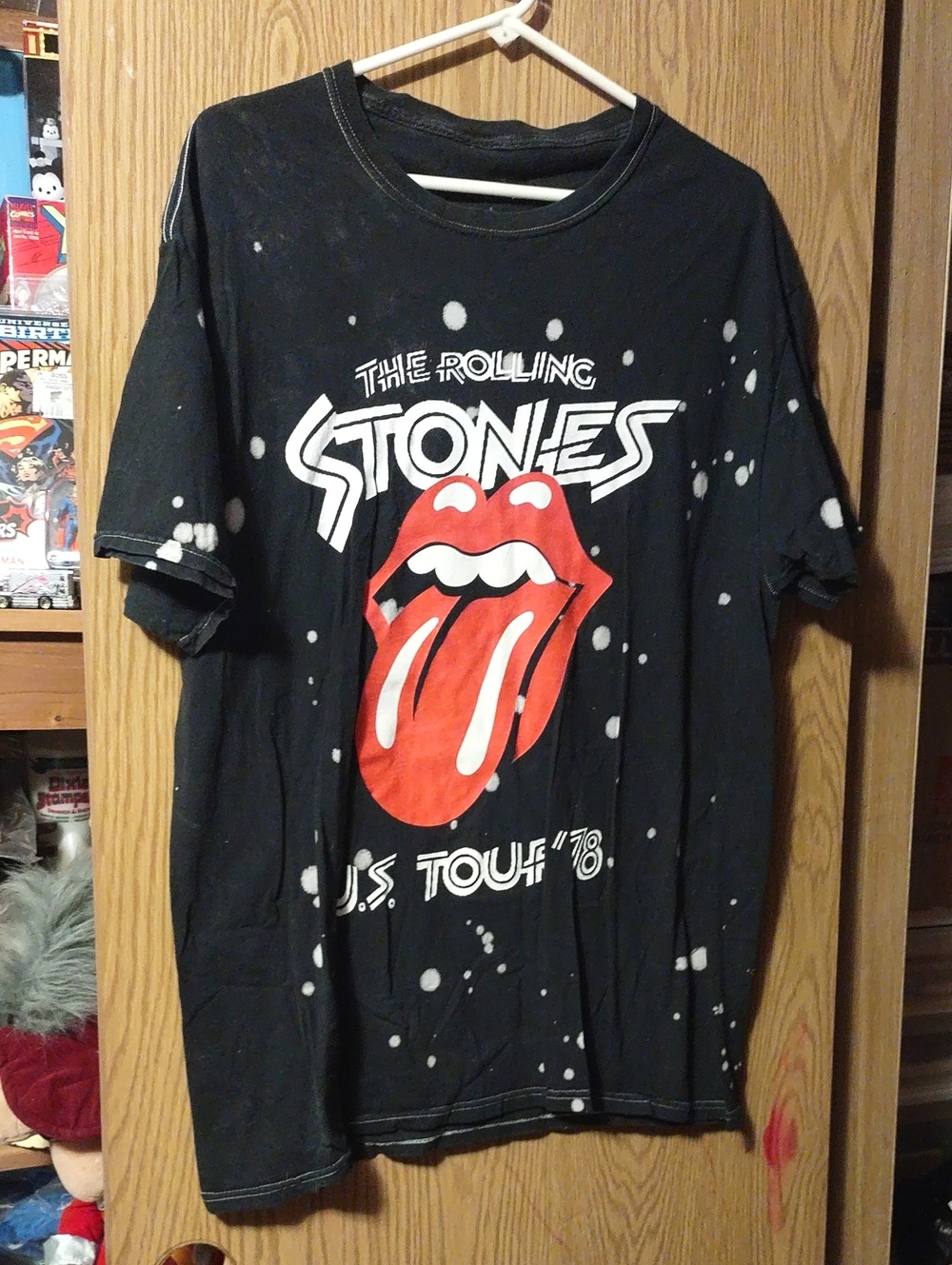 Rolling Stones Black Short Sleeve Tee with Red Tongue Trade Mark  Graphic